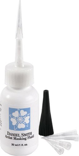 Daniel Smith artist masking fluid 1 oz bottle with five fine-point applicator tips