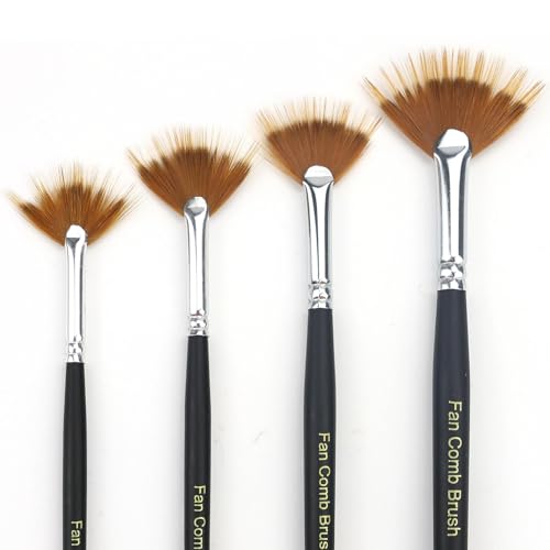 GACDR fan grainer brush set of four for painting realistic animal fur texture
