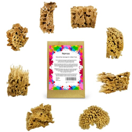 NAROA natural sea sponges for painting, 8 pack of unbleached artist sponges