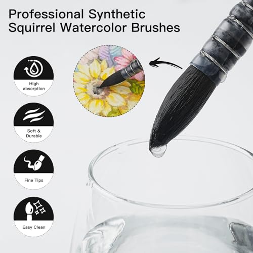 Quill brush holding a broad wash while still forming a fine point for window frames