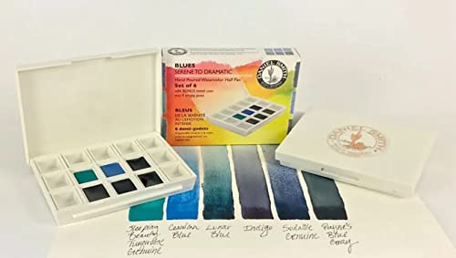 Granulating blue watercolor washes suited to distant mountain ridges and haze