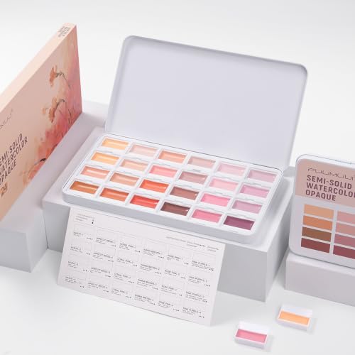 Warm terracotta watercolor swatch card showing wheat, apricot beige and coral pink tones