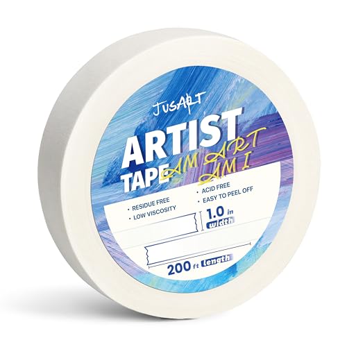 JusArt low-tack artist tape for watercolor paper, 1 inch wide, 200 feet, acid free