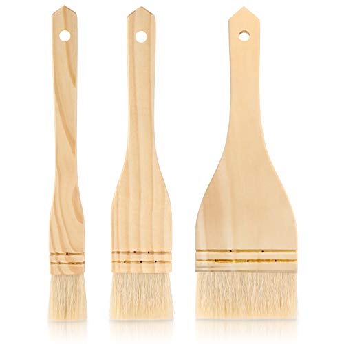 Set of three flat hake wash brushes in 1, 2 and 3 inch widths for watercolor skies