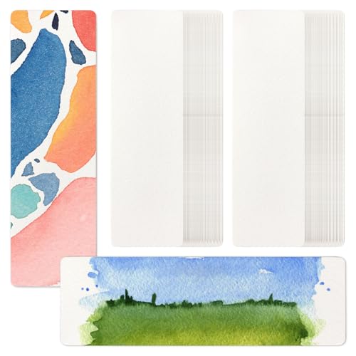 HESHUYU 100-pack blank watercolor bookmarks, 2 by 6.5 inch, 140 lb cotton paper