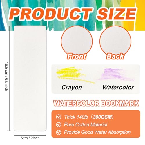 Blank cotton watercolor bookmark strips ready for painting and hole punching