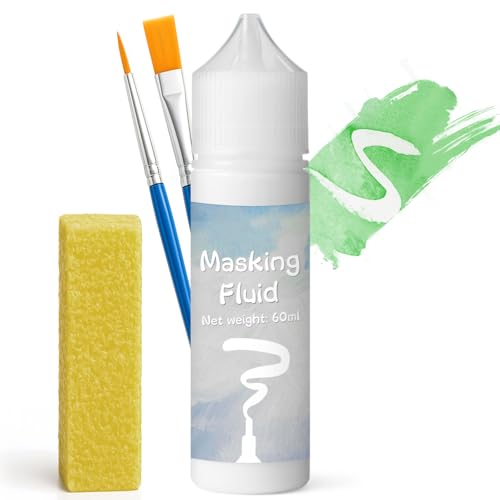 INNOVAYOU white masking fluid 60ml set with applicator brushes and eraser for watercolor