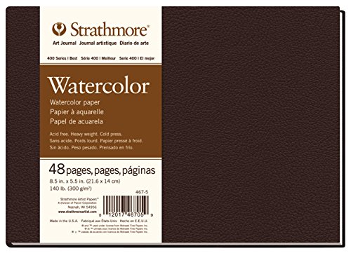 Strathmore 400 Series hardcover watercolor art journal, 140 lb cold press, 8.5 by 5.5 inches