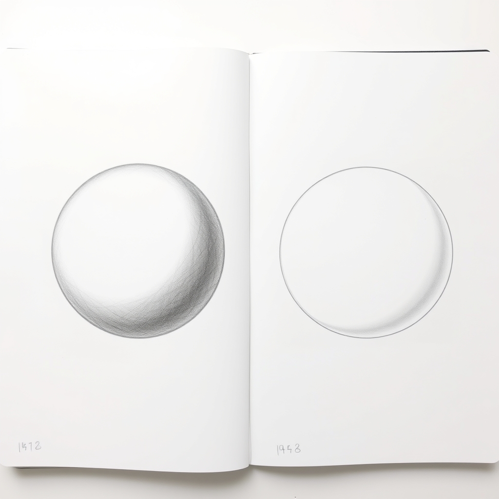Two shaded spheres, one flat in narrow mid greys and one using a full black to white range