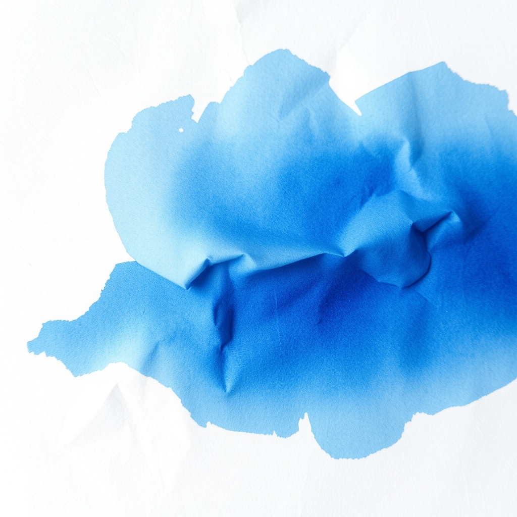 Thin watercolor paper buckled into ridges with paint pooling darker in the valleys