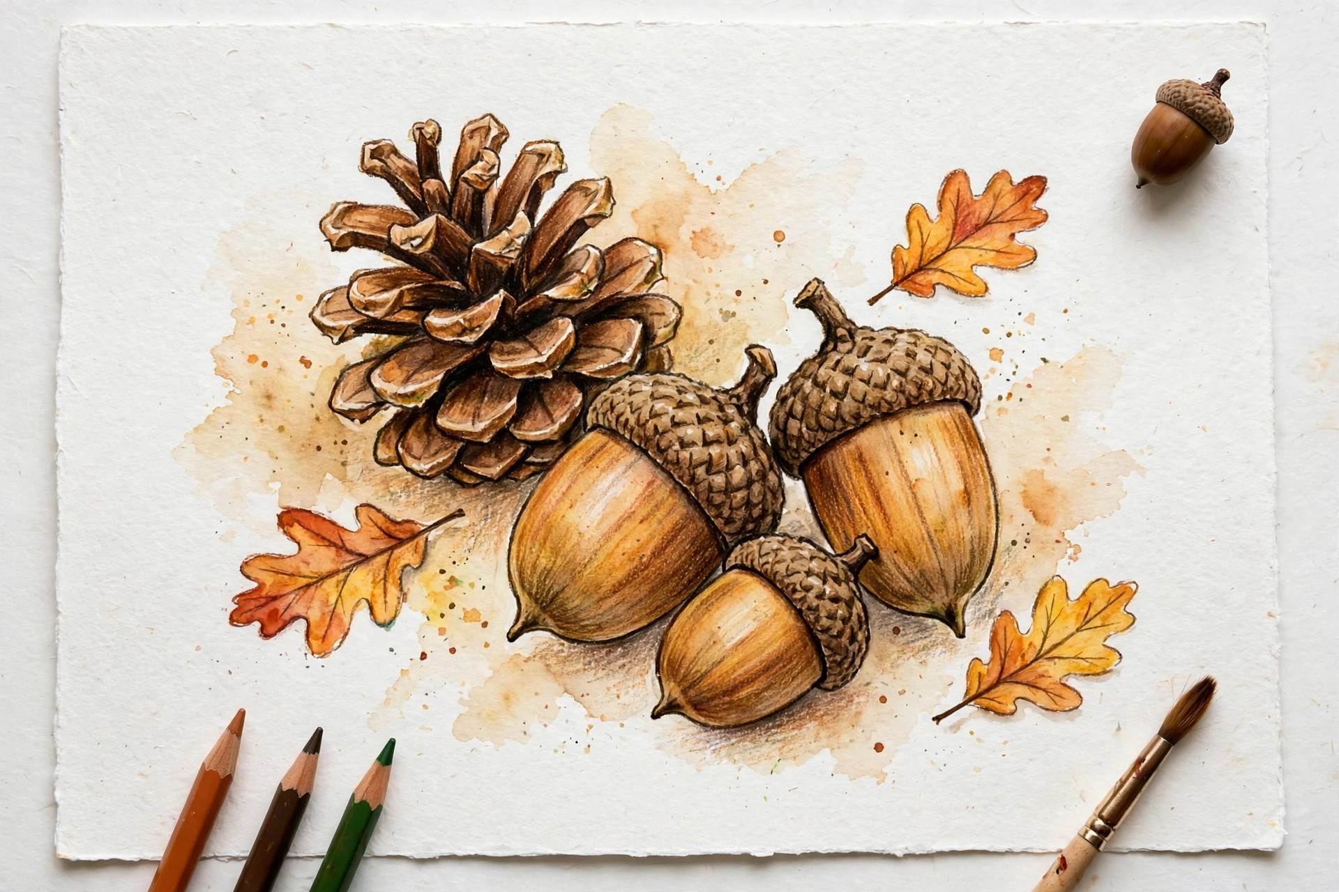 Acorns and pinecones