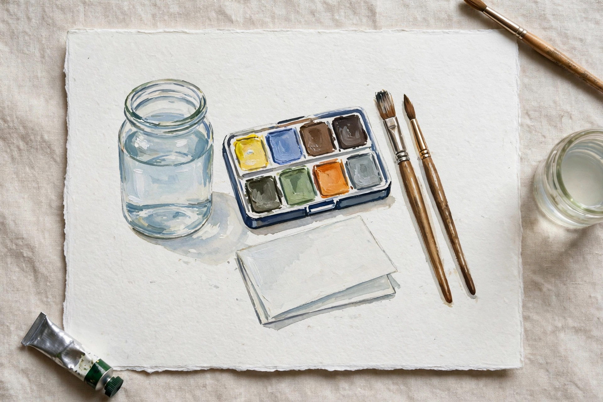 Watercolor starter setup: about $15-$35