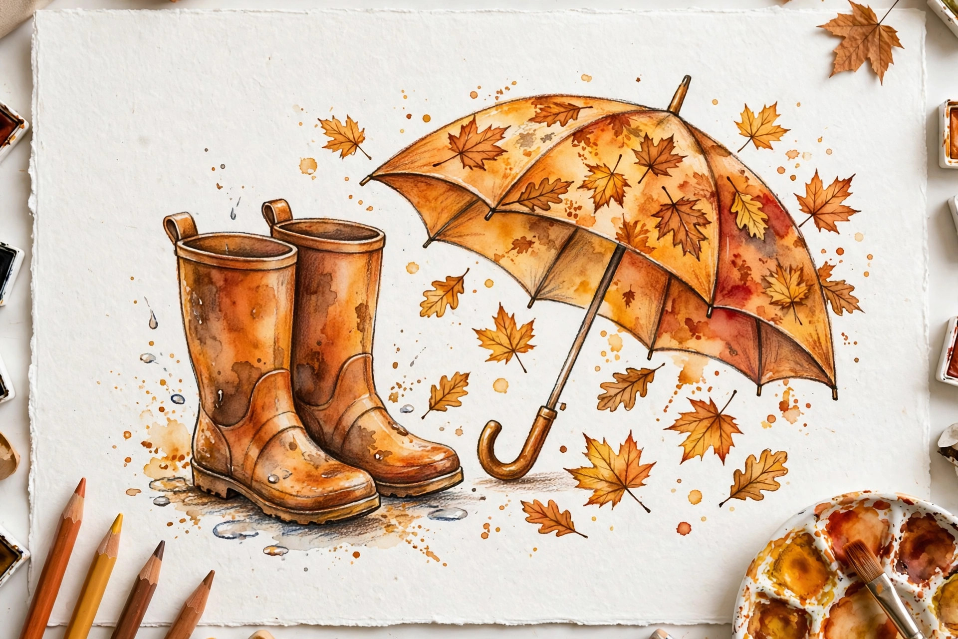 Boots and an umbrella