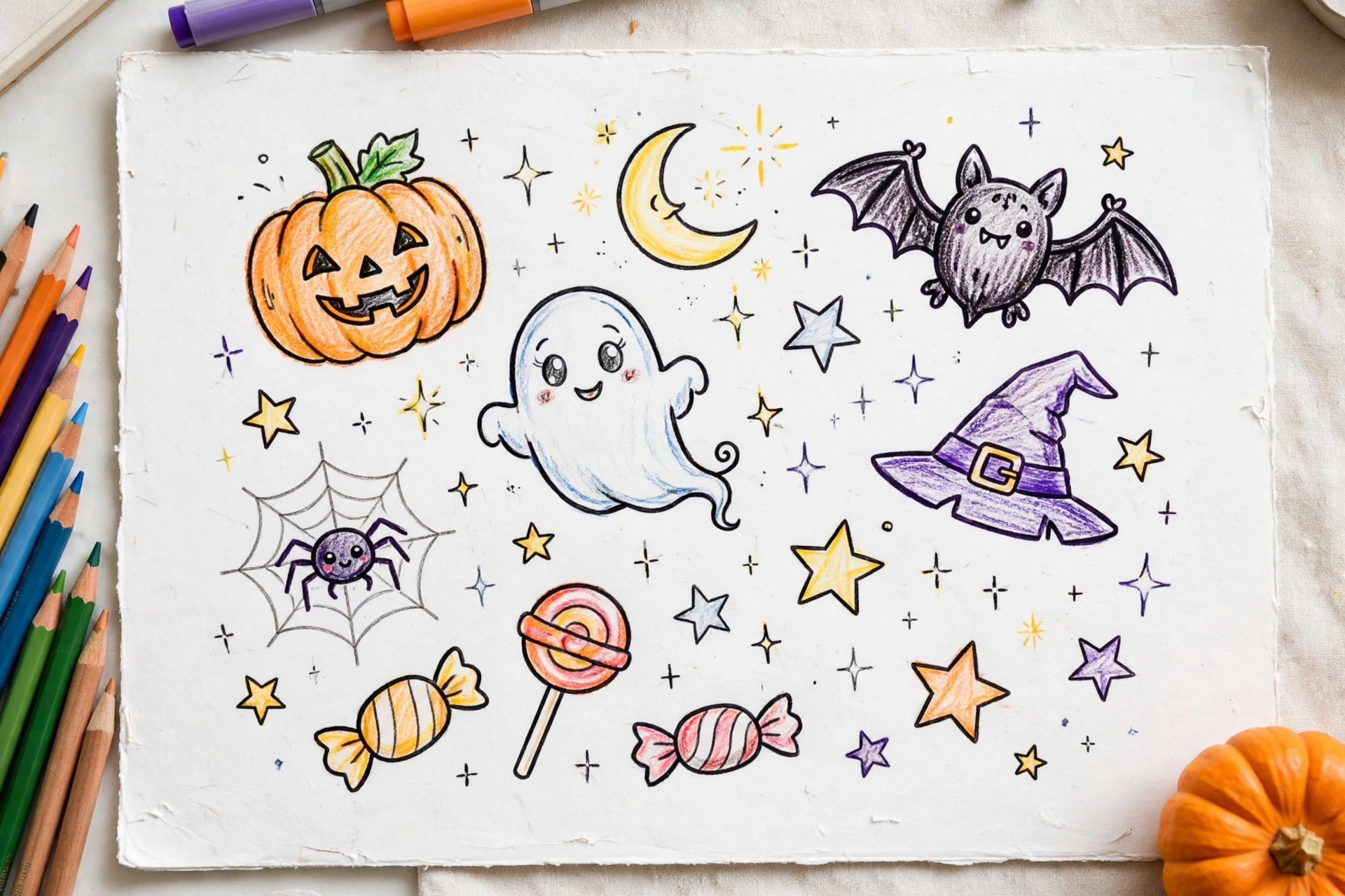 A Whole Halloween Doodle Page