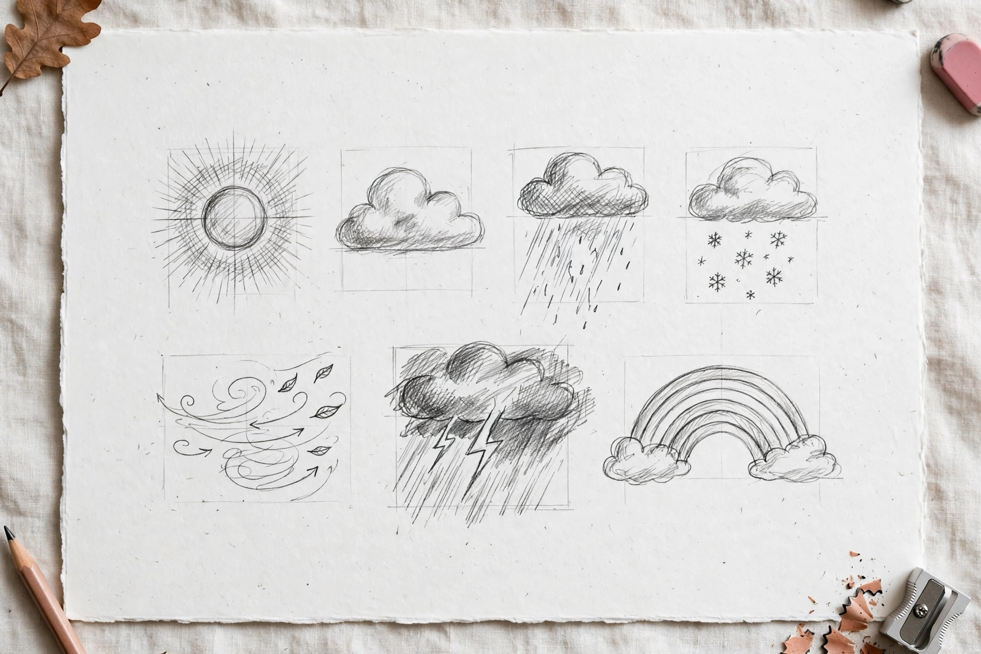 A week of weather diary sketches