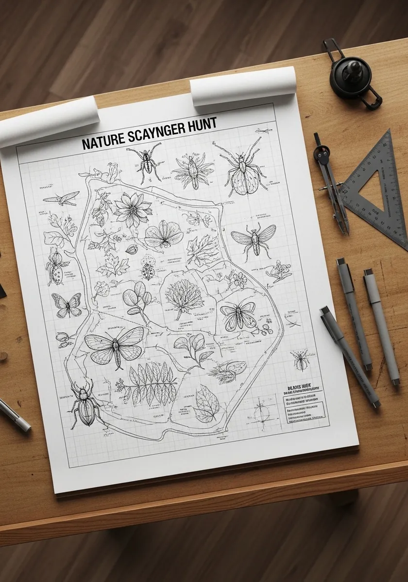 Fine ink identification chart of insects arranged in a grid with small labels